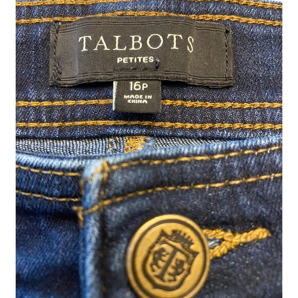 Talbots Petites 16P Blue Jeans Button-Accent Cropped Straight Jeans - Picture 5 of 16